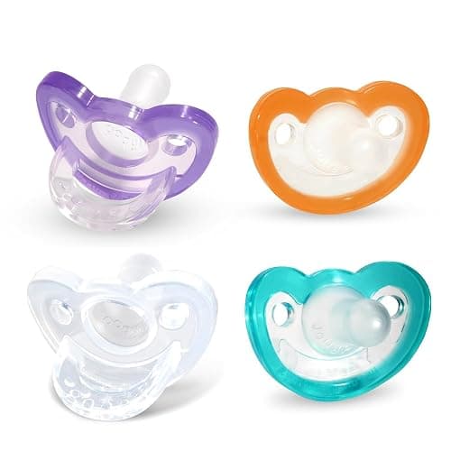RaZbaby Jollypop Pacifier for Babies 3 Months and Up, USA Made, Natural Shaped Orthodontic Binky, Lovingly Shared in NICUs & Hospitals Worldwide, Medical-Grade 100% BPA-Free, 0-3m (Variety, 4 Count) - Image 1