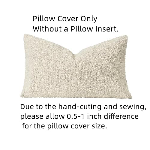 Sunkifover Textured Boucle Pillow Cover 12x20 Inches, Decorative Neutral Pillowcase Rectangular Cushion Cover for Sofa, Bed, Bedroom, Living Room, Cream. - Cream - 20" x 12" (Pack of 1) thumbnail 4