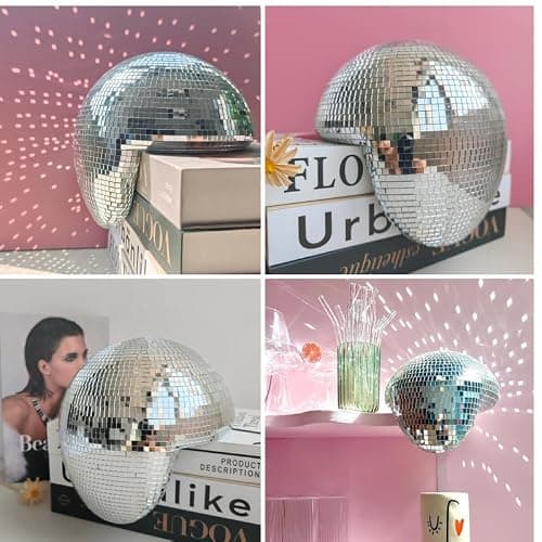 Melted Disco Ball Decor,Handmade Reflective Mirror Ball,Aesthetic Shelf Decor for Bedroom, Office, Living Room,Unique Sparkling Disco Sculpture Modern Home Decor,Silver thumbnail 4