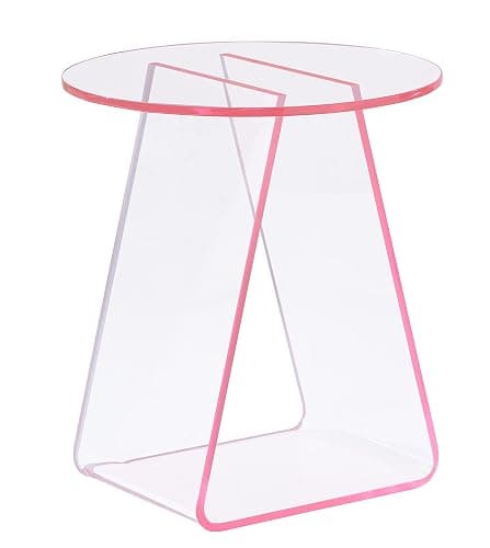 MEETLAKE Acrylic End Table,Pink Side.Nightstand Coffee Table Coffee Table Living Room Bedroom18 inch High, 16x16 inch Table Top. … - Image 1