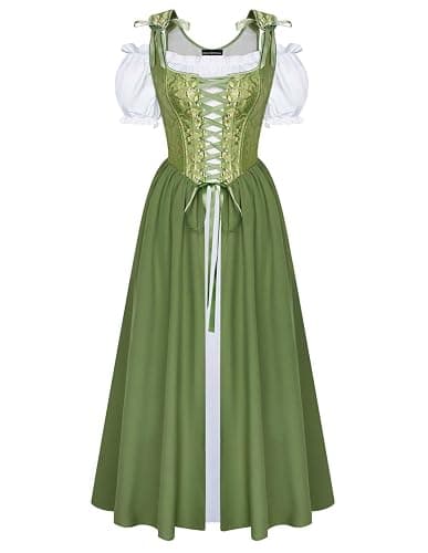 Scarlet Darkness Renaissance Costume Women Medieval Corset Dress Puff Sleeve Fairy Dress - Image 1