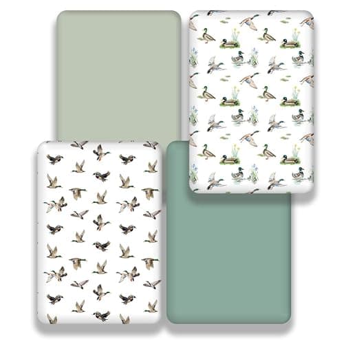 4 Pack Mallard Duck Baby Crib Sheets Neutral Unisex Breathable Fitted Nursery Sheets for Baby Girl or Boys (Crib Sheet) thumbnail 5