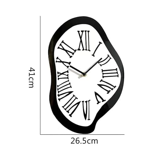 IEUDNS Melting Clock Silent Sweep Wall Clock Nordic Abstract Fashion Distorted Clock Interior Wall Clock for Gift Shop Living Room, L thumbnail 3