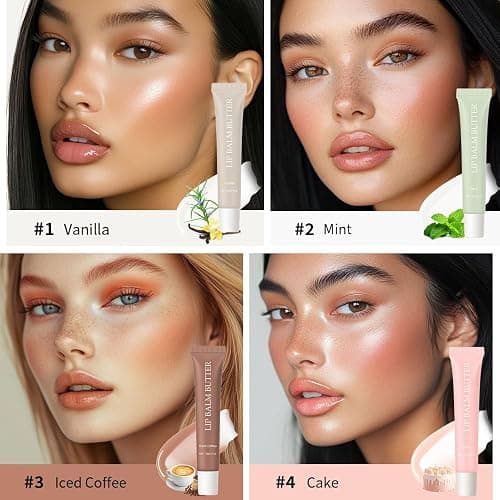 Summer Lip Glossy Butter Lip Balm, Lip Gloss Set, Soothing Lip Skincare, Instant Moisture, Lightweight, Nourish, Hydrate, Moisturizing Tint, Non-Sticky, Long-lasting (Iced Coffee, Large) thumbnail 6
