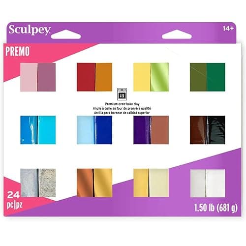 Sculpey Premo 24 Color Sampler of Polymer Oven-Bake Clay, Non Toxic 1.5 lbs., Great for Jewelry Making, Holiday, DIY, Mixed Media and More. Premium Clay Great for clayers and Artists. - Image 1