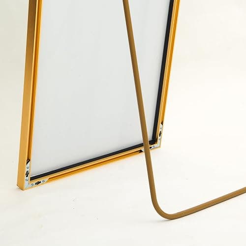 Floor Mirror 150 x 40 cm, Full Length Rectangular Floor Mirror, Wall Mirror for Hanging or Standing, with Black Aluminium Frame, for Bathroom, Bedroom, Entryway (Gold, 150 x 40 cm) thumbnail 6