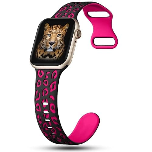 3 Pack Leopard Engraved Bands Compatible with Apple Watch Band 41mm 40mm 38mm 42mm 44mm 45mm 46mm 49mm Women, Soft Silicone Cheetah Embossed Sport Strap for iWatch Series 10 9 8 7 6 5 4 3 2 1 Ultra thumbnail 4