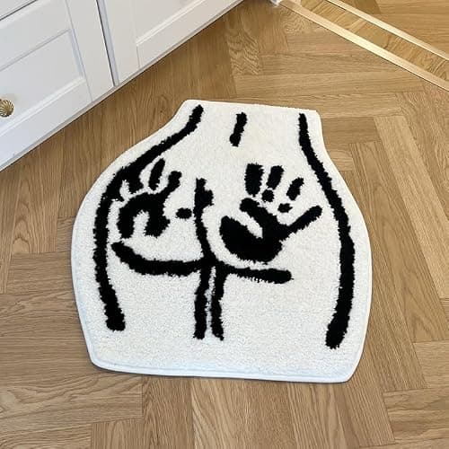 LAKEA Sexy Bathroom Tufted Rugs Soft Non-Slip Absorbent Handmade Carpet Bedroom Bathroom Mat Home Decor Room Decor (23.6X21.7 inch) (Handprint) thumbnail 3
