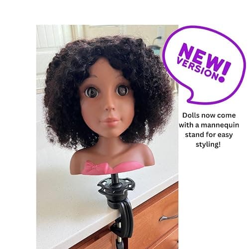 My Doll, 100% Human Hair Styling Head Doll Toy + Stand (Toffee) thumbnail 4