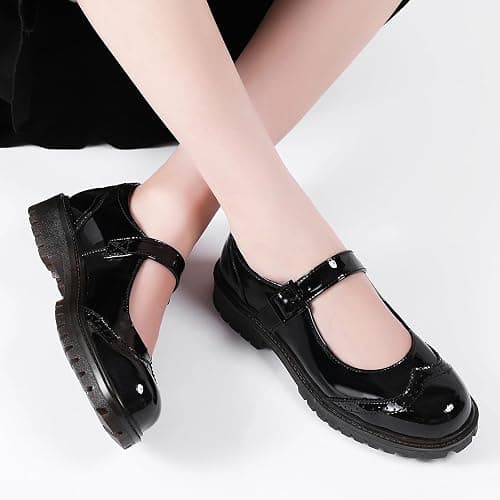 XSE Mary Jane Shoes Women Black Platform Mary Janes for Womens Flats Non Slip Loafers School Office Dressy Casual Work Shoes thumbnail 9