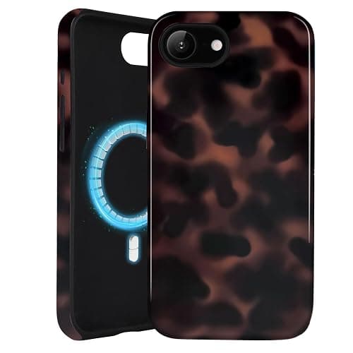 Amzfield Magnetic for iPhone 16e Case - Tortoise Shell with Leopard Amber Print, Compatible with MagSafe, Cute Aesthetic Shockproof 2-in-1 Hybrid Phone Case for Women, Brown thumbnail 8