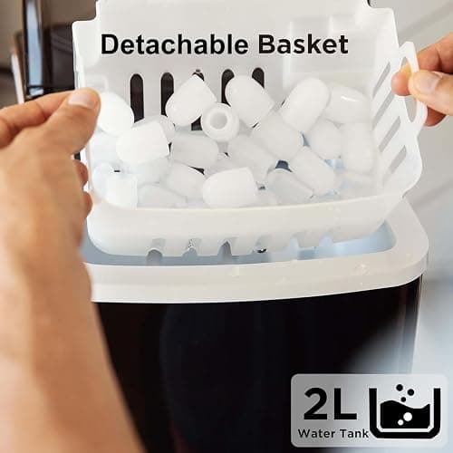Silonn Ice Maker Countertop, 9 Cubes Ready in 6 Mins, 26lbs in 24Hrs, Self-Cleaning Ice Machine with Ice Scoop and Basket, 2 Sizes of Bullet Ice for Home Kitchen Office Bar Party thumbnail 6