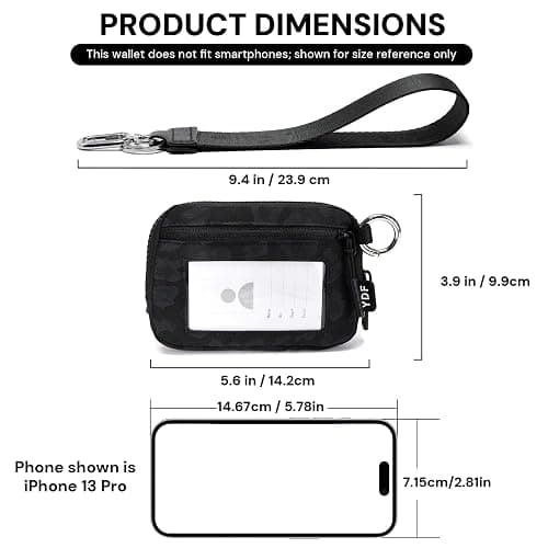 Keychain Wallet for Women Mini Zip Card Holder with ID Window Coin Purse Detachable Wristlet Small Wallets Black Leopard thumbnail 4