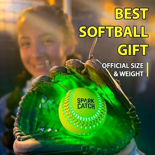 SPARK CATCH Light Up 12" Glow in The Dark Fastpitch Softball for Girls, Teens, and Players (Neon Green) thumbnail 3
