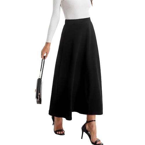 Yanhalo Womens Winter Mid Carf Long Skirt Stretch Slim fit Pleated Casual Cotton Skirt thumbnail 3