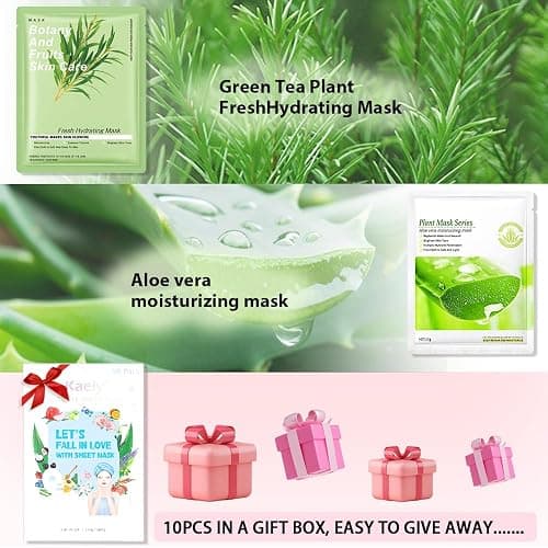 Kaely 10 Pack Variety Face Masks for Kids, Kids Face Mask Spa Day Kit Supplies, Spa Party Favors for Teens Girls Women, Sheet Facial Mask Skincare Gifts Set, Hydrating Nourish for All Skin Types, 02 thumbnail 4