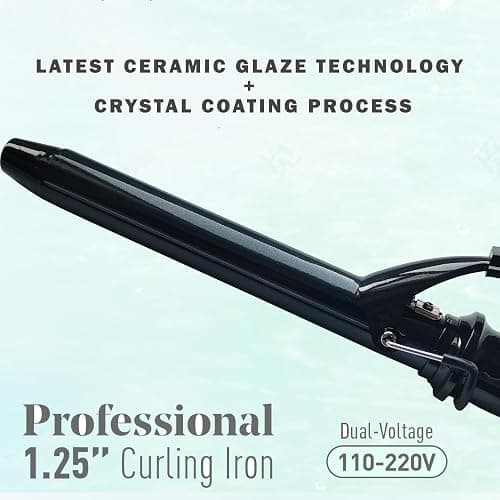 abp 1.25 Inch Curling Iron Extra Long Barrel with Ceramic Coating for Long/Medium Hair,1 1/4 INCH LCD Display Instant Heat up to 450°F with clamp,Hair Style Tool Girls & Women thumbnail 2