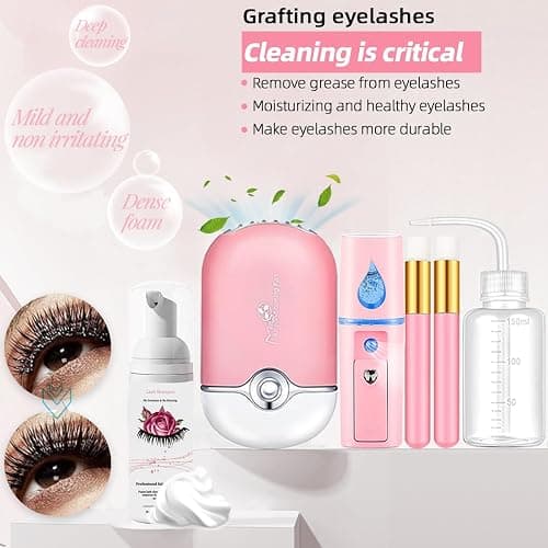 Lash Extension Kit Professional Eyelash Extensions Supplies Training for Beginners Mannequin Head Grafting Lash USB Fan Lash Shampoo Brush Spraye 0.07D Curl Mix 8-15mm Practice Eyelash Strips thumbnail 4