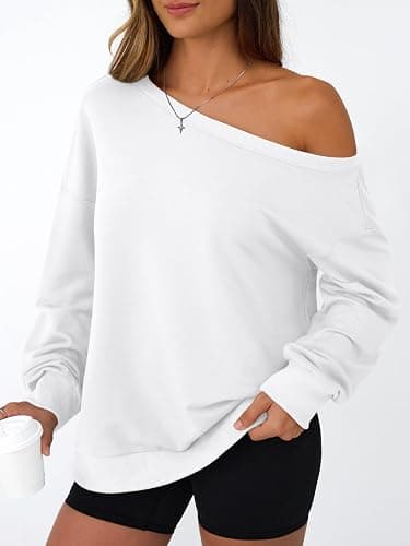 AUTOMET Women Off the Shoulder Sweatshirt Oversized Tops Fall Outfits 2025 Y2k Clothes Fashion Clothing Trendy Top thumbnail 3