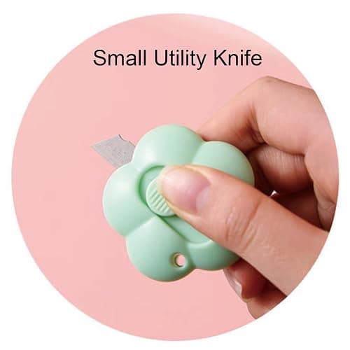7 Pcs Cute Green Stationery Set Kawaii School Supplies Office Supplies Including Ballpoint Pens Pencil Sharpener Highlighter Correction Tape Eraser Utility Knife (Green) thumbnail 5