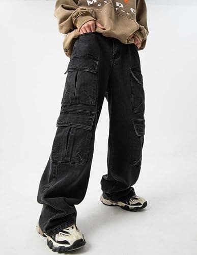 JNCO Men's Baggy Cargo Jeans - Y2K Hip Hop Grunge Loose Fit Streetwear thumbnail 3
