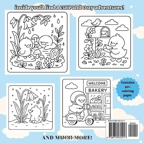 Cozy Duck Adventures: cute and relaxing coloring book for kids teens adults thumbnail 2