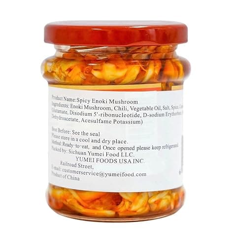 [Pack of 2] Spicy Pickled Enoki Mushrooms – Secretly Seasoned in Red Chili Oil, Flavorful & Vibrant - 红油金针菇 - 6.17 oz thumbnail 6