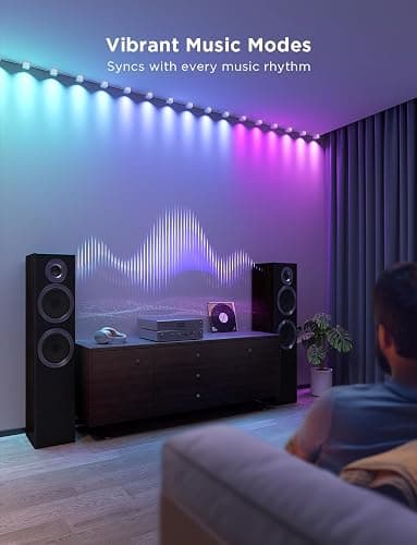 Govee RGBIC String Downlights, Smart LED String Lights Works with Alexa, Color Changing Indoor Wall Light Fixture for Party, Music Sync, 9.8ft with 15 LEDs, White thumbnail 4