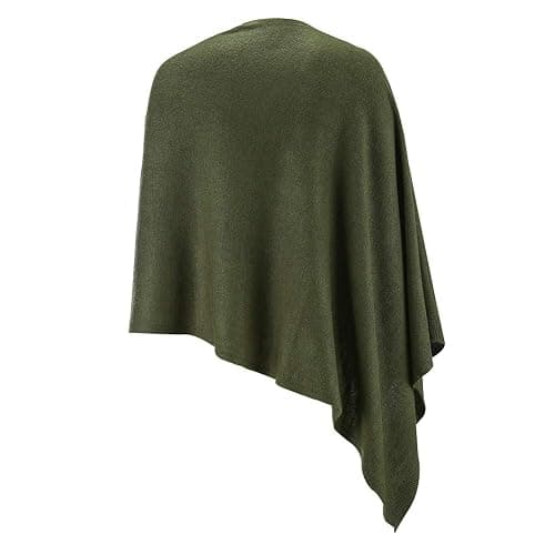 Fomolom Women Ponchos Sweater Versatile Lightweight Solid Knitted Shawl Wrap Scarf Cape Accessories for Womens thumbnail 4