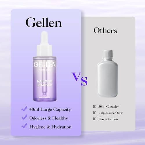 Gellen Nail Glue Remover for Press on Nails, 40ML UV Glue Remover, Non-Acetone Gentle Off for False Tips, Odorless Easy Debonder, Not for Gel Polish thumbnail 6