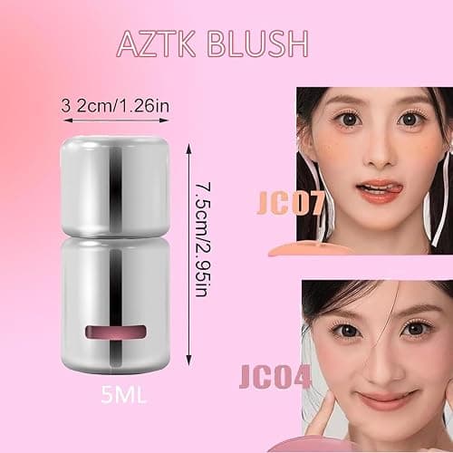 Aztk Liquid Blush, Aztk Jelly Color Liquid Blushes, Blush for Cheeks, Blushes Lotion with Sponge Head, High-Pigment, Long-Lasting, Waterproof, Matte Finish, 5ml (JC04) thumbnail 8