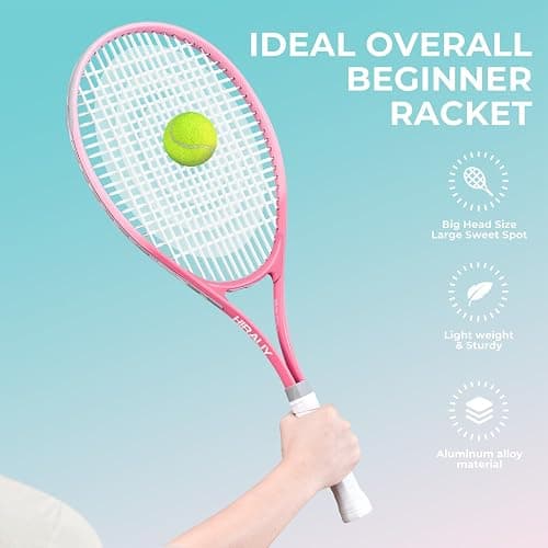 HIRALIY Tennis Rackets 2 Pack for Adults Beginners - 27 Inch Lightweight Aluminum Tennis Racquet Set with 3 Balls & Carry Bag - Vibration Dampening & Large Sweet Spot for Men Women Couples thumbnail 3