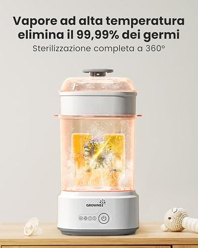 Grownsy Sterilizzatore Biberon con Asciugatura, Sterilizzatore Elettrico a Vapore Compatto per Biberon, Ciucci, Parti del Tiralatte thumbnail 2