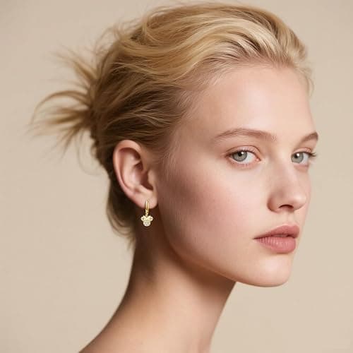 Mouse Bow Earrings Sterling Silver Gold Animal Cute Dangle Hoop Earrings for Women Hypoallergenic Cubic Zirconia Bow Knot Dangle Earring for Sister thumbnail 3