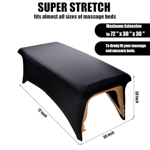 Stretchy Lash Bed Cover for Lash Extension Bed, Protective Spa Treatment Sheet Set for Lash Bed Topper or Massage Bed (Black) thumbnail 5