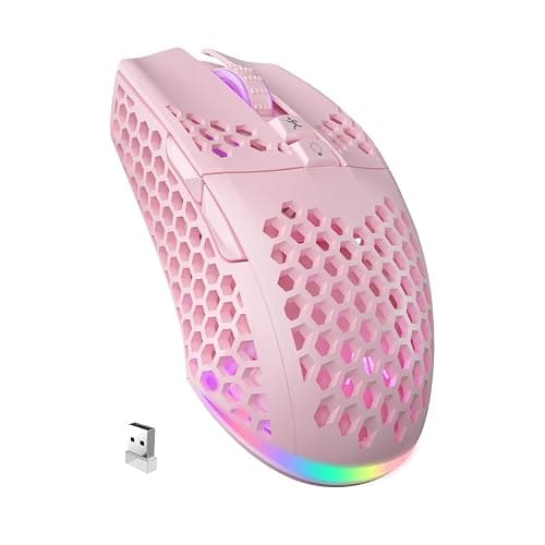 SOLAKAKA SM600 Pink Wireless Gaming Mouse with Honeycomb Shell, Side Buttons,Tri-Modes(BT5.1+BT5.1+2.4GHz) Lightweight RGB Wireless Mouse for PC/Tablet/Desktop/Office/Games - Image 1
