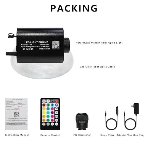 Meeby 16W APP Fiber Optic Starlight Headliner Lights Kit, 300pcs*0.03in(6.5ft/2m) Optical Fiber Star Music Activated RGBW Ceiling Light Kit for Car Headliner Star/Home thumbnail 8