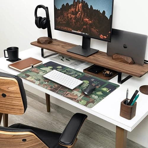 Cute Frog Mouse Pad Desk Pad Kawaii Green Desk Decor Mat, Large Gaming Mouse Pad for Desk Computer Keyboard Laptop, Home Office Accessories for Girl (31.5x15.7 in)-with Stitched Eges Pad thumbnail 3