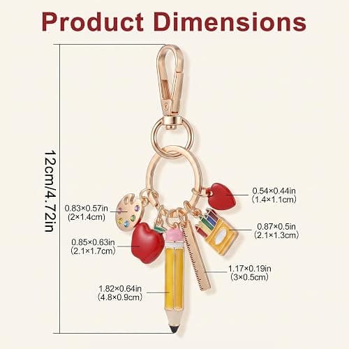 Neyauo Teacher Bag Charm Colorful Teacher Keychain | Thank You Teacher Gifts Teacher Key Chain Teacher Appreciation Accessories thumbnail 2
