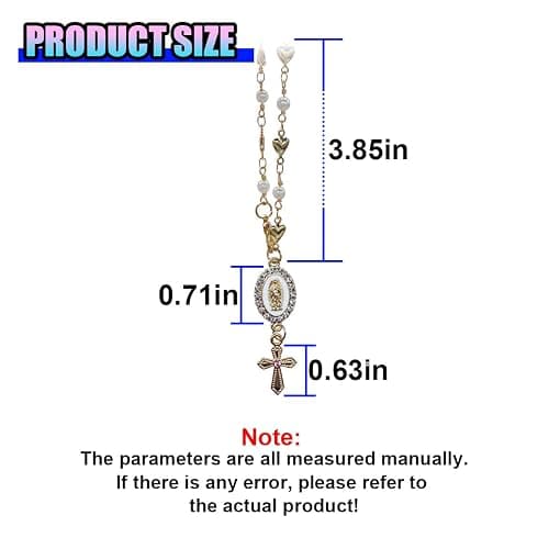 KPFILEH Car Steering Wheel Rosary Charm Accessory, Alloy Cross Car Rear View Mirror Charm, Religious Automotive Interior Hanging Decoration Pendant for Women, Men(Heart) thumbnail 2