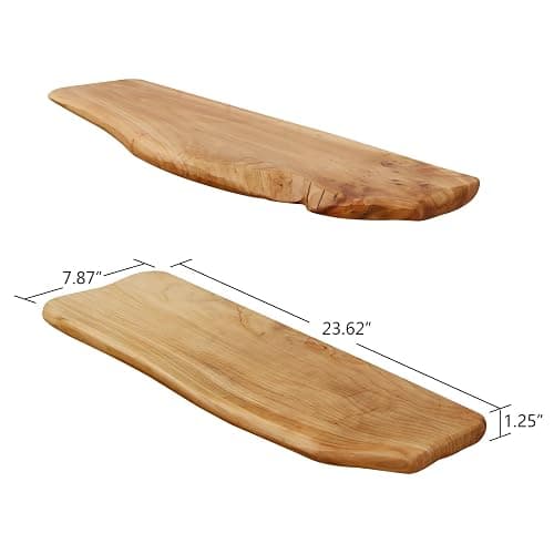 WELLAND 24 Inch Cedar Natural Edge Floating Shelf Set of 2 Rustic Solid Cedar Wood Floating Shelves Wall Mounted for Living Room, Bedroom, Kitchen, Bathroom, Home Office, Entryway thumbnail 2