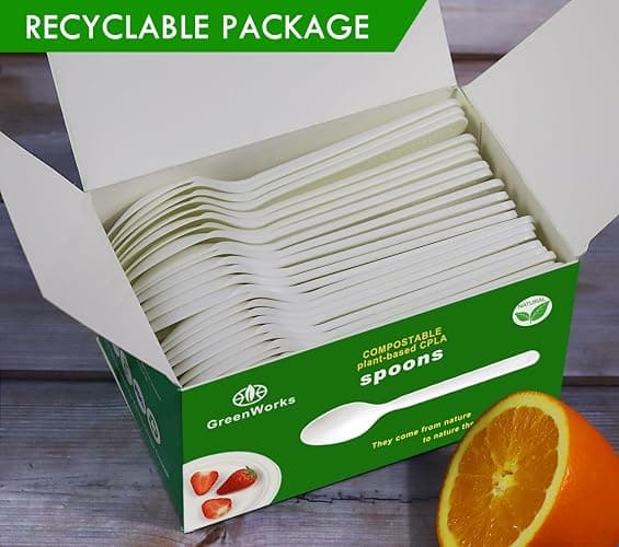 GreenWorks Heavy-duty Compostable Spoons,BPI Certified,100 Count Large Disposable Cutlery Spoons thumbnail 5