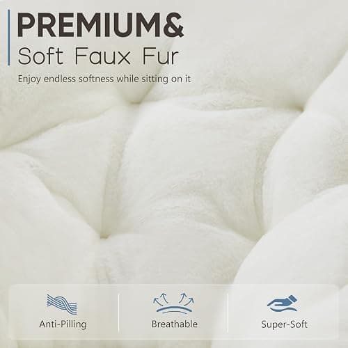 DUMOS Comfy Chair for Adults, Soft Faux Fur Folding Lounge for Bedroom Living Room Dorm Rooms Flexible Reading Chair for Teens, Large Size Foldable (Square-Creamy) thumbnail 5
