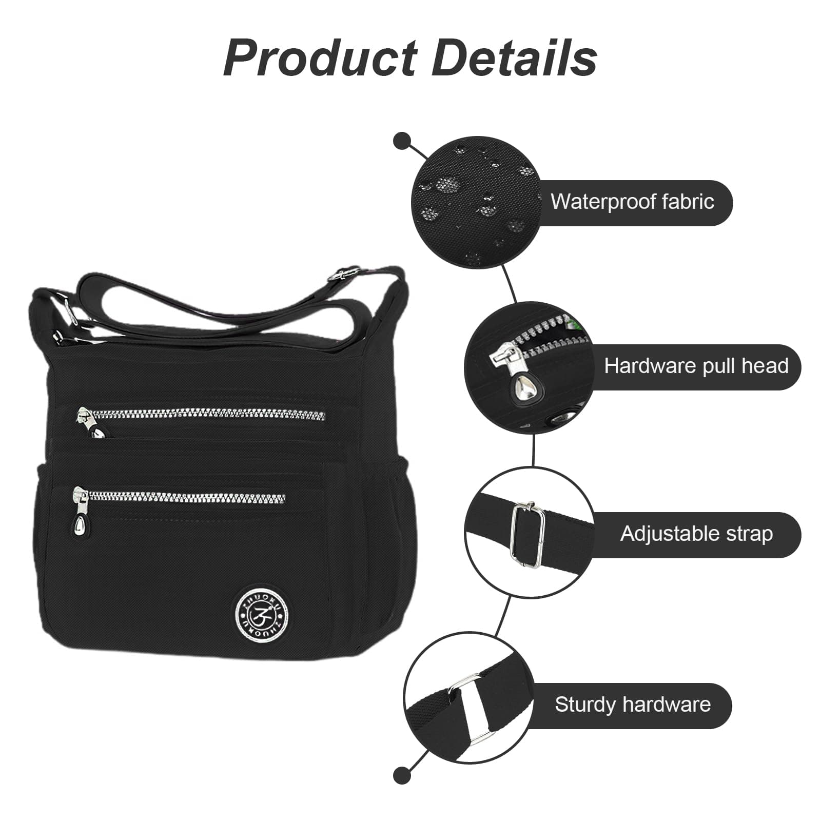 KXF Women's Crossbody Bag Waterproof Nylon Casual Shoulder Bag Messenger Bag Travel Purse Handbag with Multi Pocket thumbnail 4