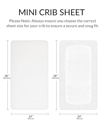 Mini Crib Sheets for Baby Boy Girl 2 Pack, Neutral Mini Crib Mattress Sheet 24" x 38", Muslin Nursery Bedding Soft and Breathable Comfort (White & White) thumbnail 3