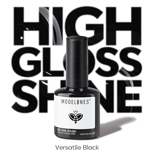 modelones Gel Nail Polish Black Gel Polish Black Nail Polish Soak Off No Peel Thickening Nail Art Manicure for Girl 15 ML thumbnail 8