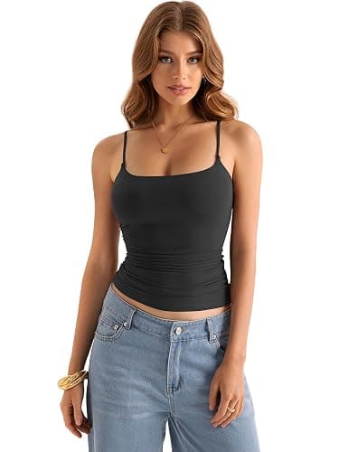 EasyGala Womens Double Lined Square Neck Tank Tops Adjustable Spaghetti Strap Camisole Y2K Going Out Cami Shirt thumbnail 5