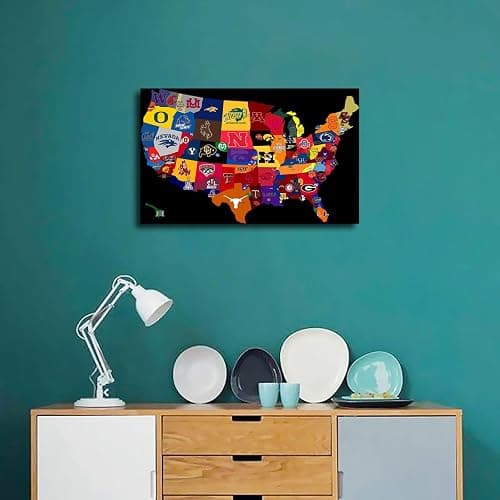College Football Team Logo Poster Picture HD Wall Art Canvas Printing Bedroom Living Room Office Decoration Aesthetic Artwork (Unframed,16×24inch) thumbnail 3
