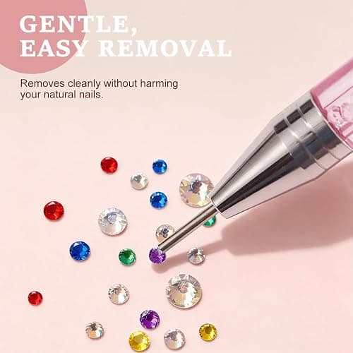 4200pcs Nail Rhinestones, 6 Sizes Silver AB Nail Gems, 6 Colors Mixed Rhinestones, 6 Styles of Sequins, Including 15ml B-7000 Glue, Pick-Up Tweezers & Dotting Pen thumbnail 5