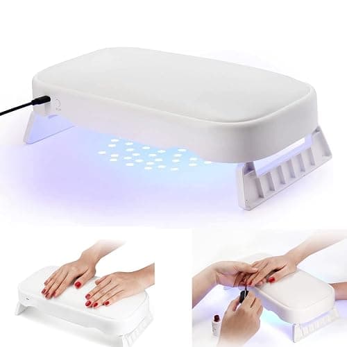 2 In 1 UV LED Nail Lamp with Arm Rest Pillow,48W Manicure Hand Rest Pillow Nail Dryer for Curing Gel Polish and Hand Rest - Image 1